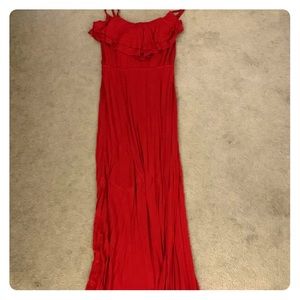 Red ruffled maxi